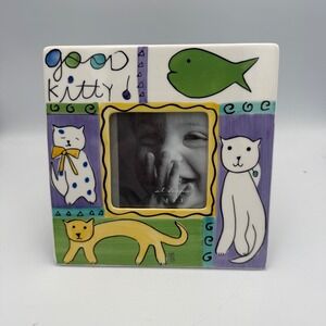 At Home International Good Kitty Ceramic Photo Frame 3x3 Cats Whimsical 1998